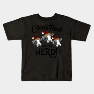 Christmas With My Herd Cow Funny Gift For Heifer Lover Kids T-Shirt